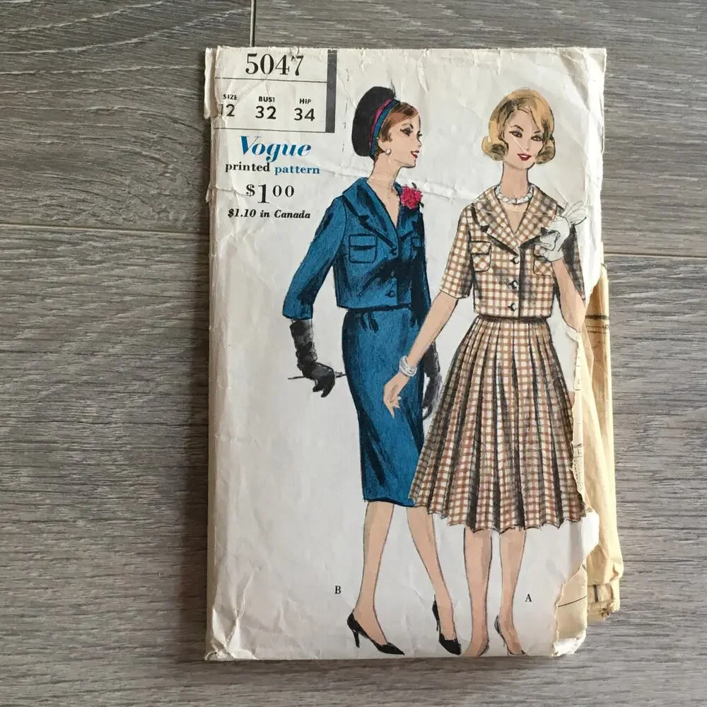 Vintage Vogue Sewing Patterns Set of 4 SIZE 12 Bust 32 1960s Mod MCM Dress Suit